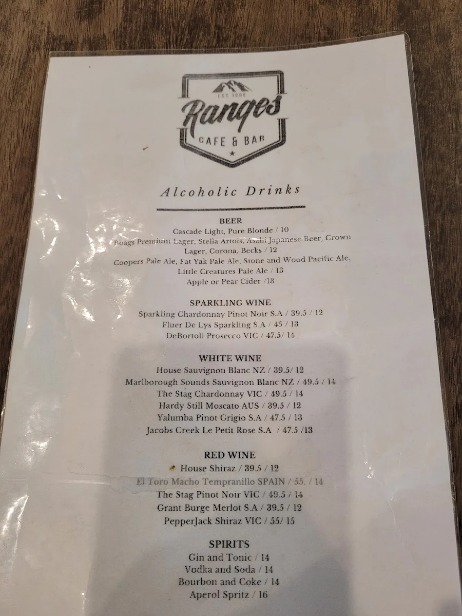 Menu, Ranges at Olinda