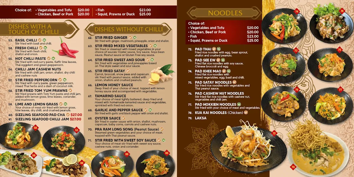 Menu, The Old Siam Restaurant
