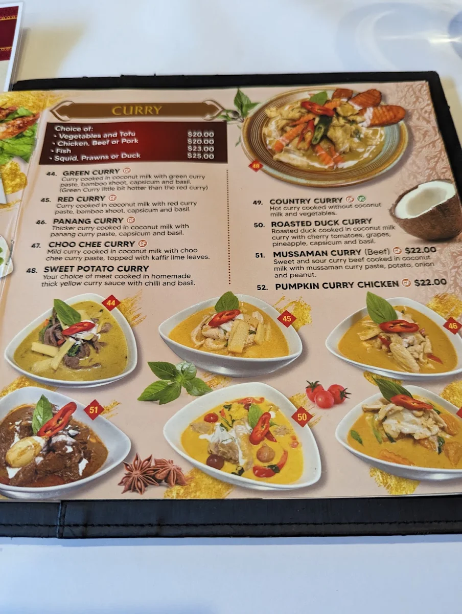 Menu, The Old Siam Restaurant