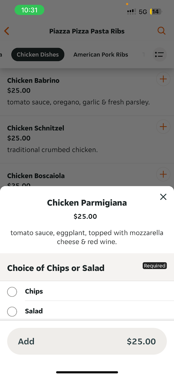 Menu, Piazza Pizza Pasta Ribs