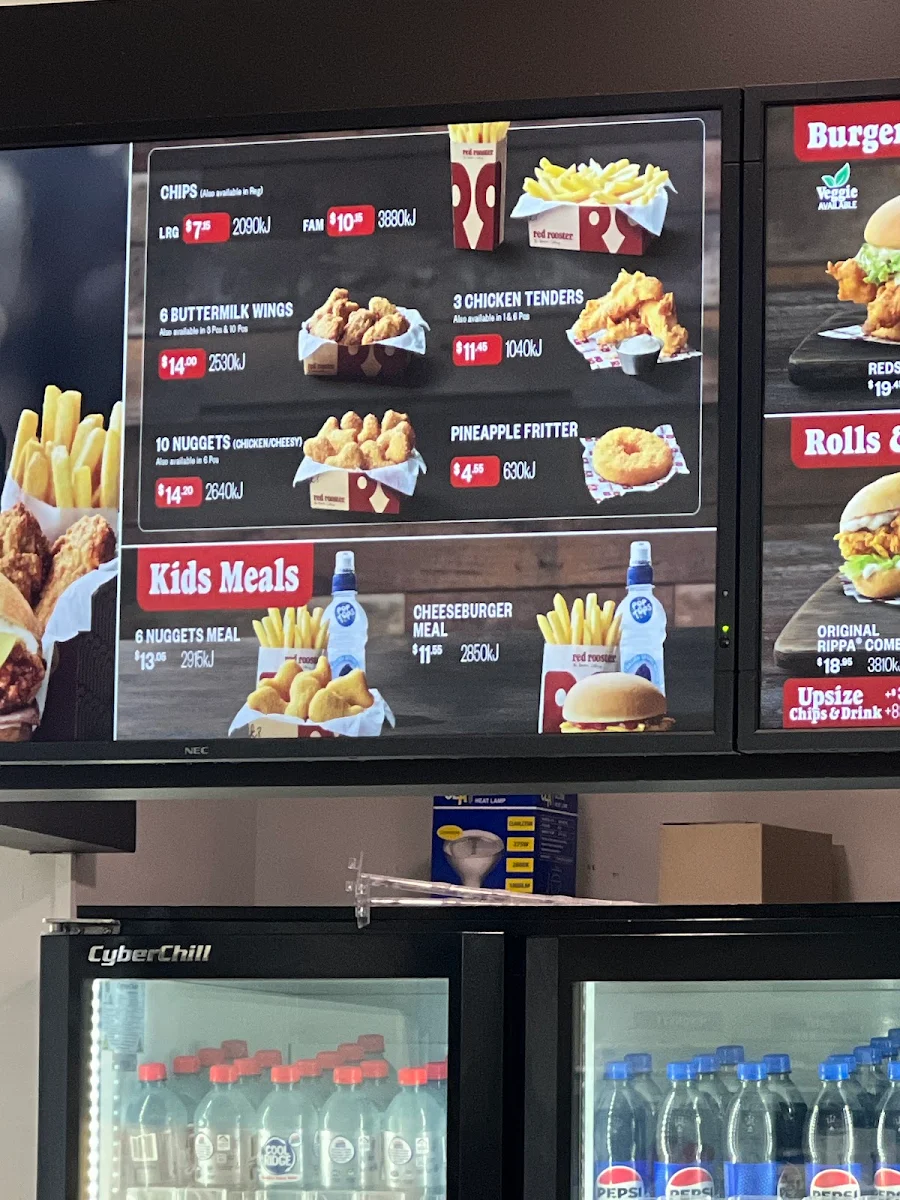 Menu, Red Rooster Mackay Airport