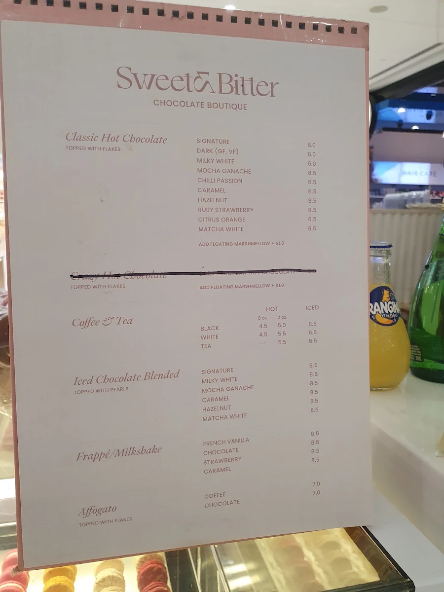 Menu, Sweet & Bitter Co.