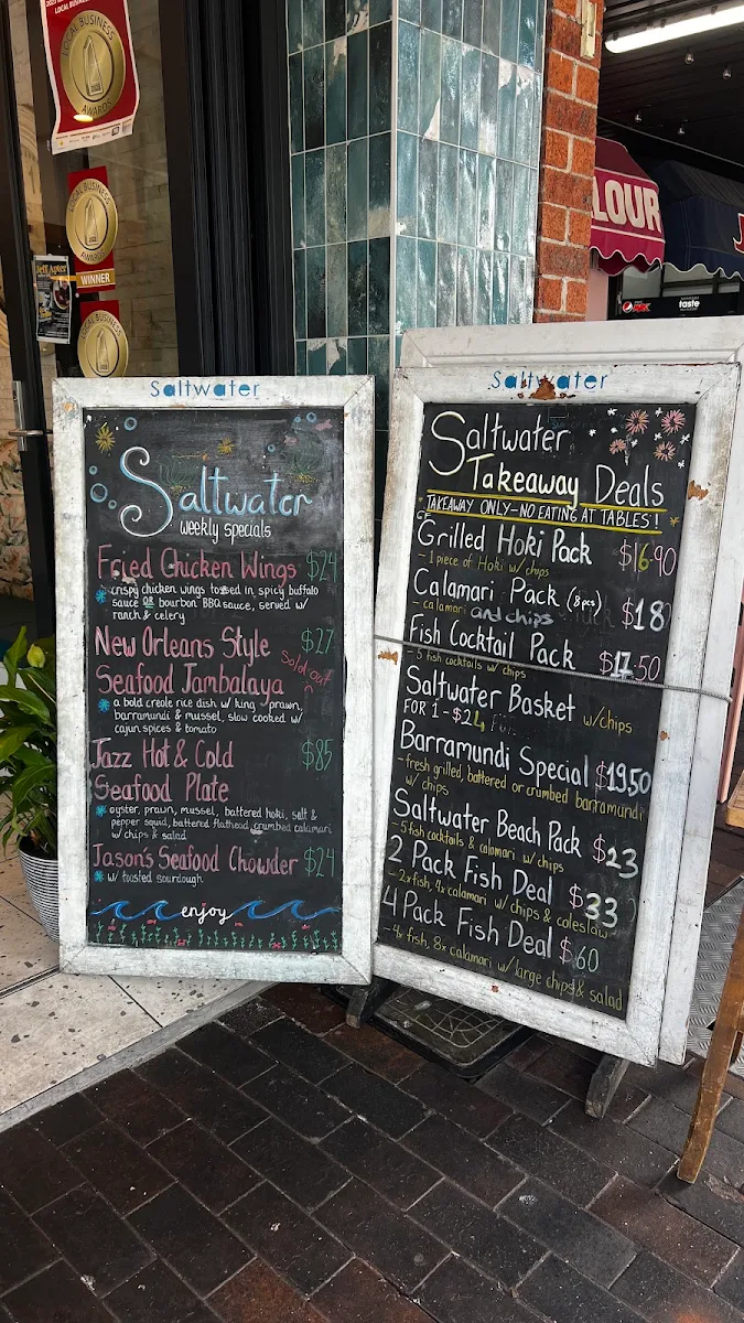 Menu, Saltwater Cafe