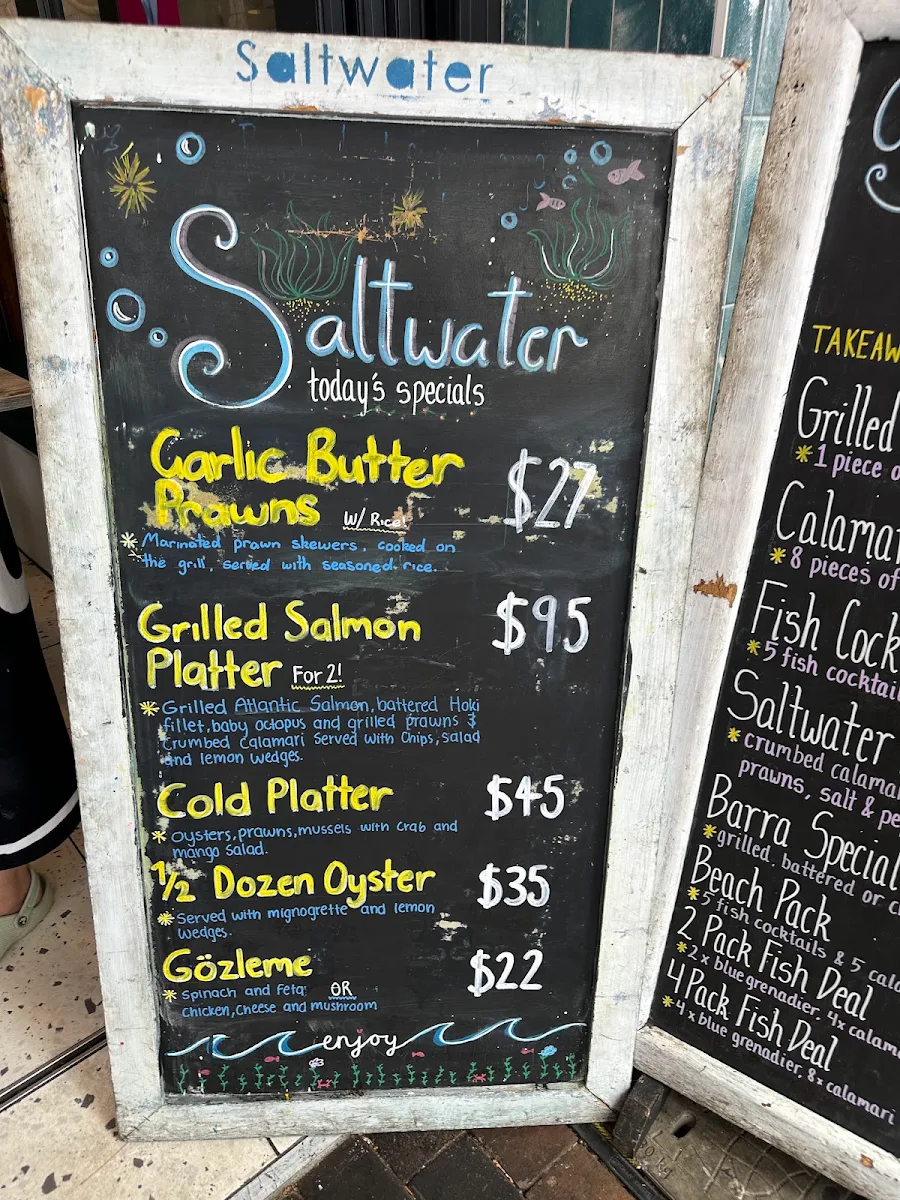 Menu, Saltwater Cafe