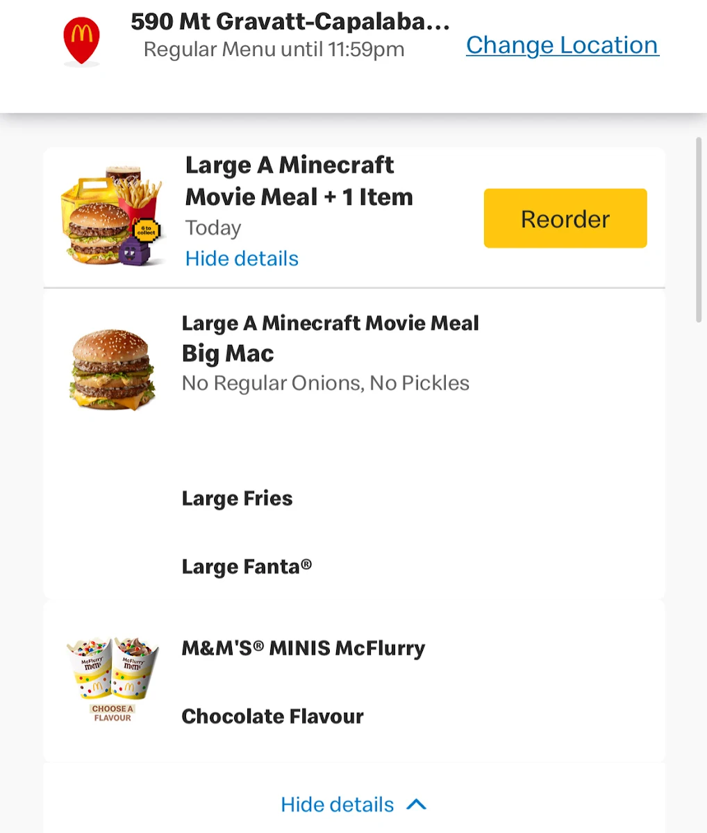 Menu, McDonald's Carina Heights