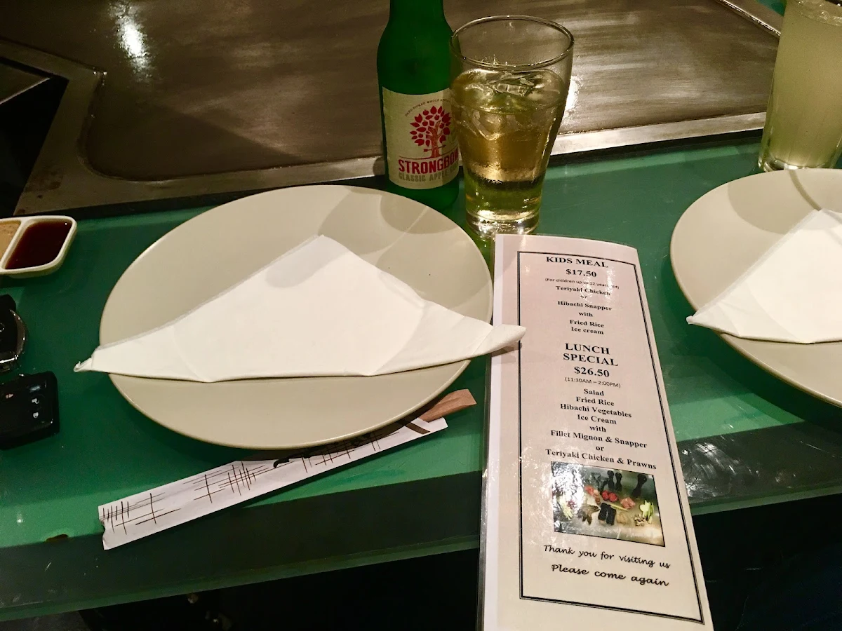 Menu, Japanese Teppanyaki Bar