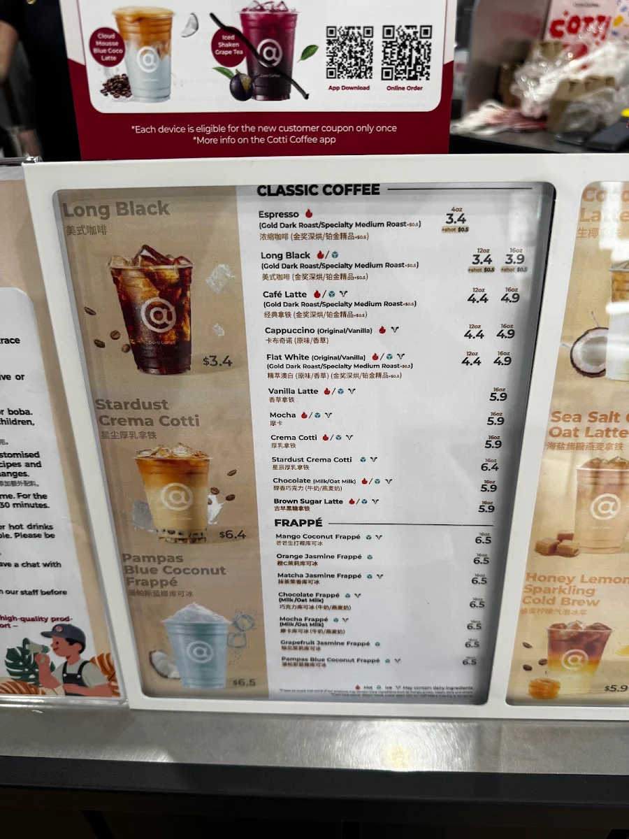 Menu, Cotti Coffee Hawthorn