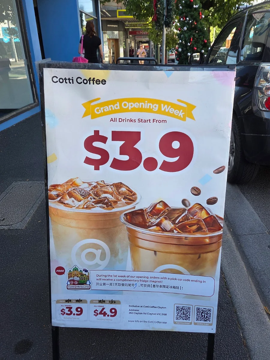 Menu, Cotti Coffee Hawthorn
