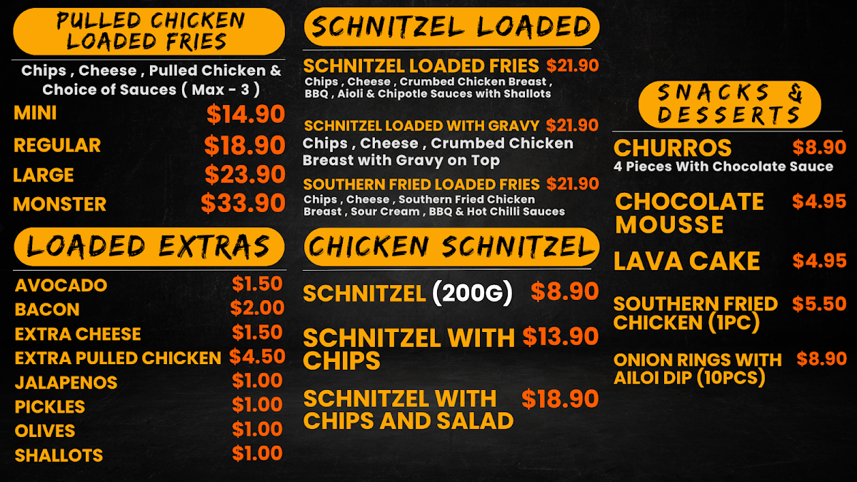 Menu, Townsville Charcoal Chicken