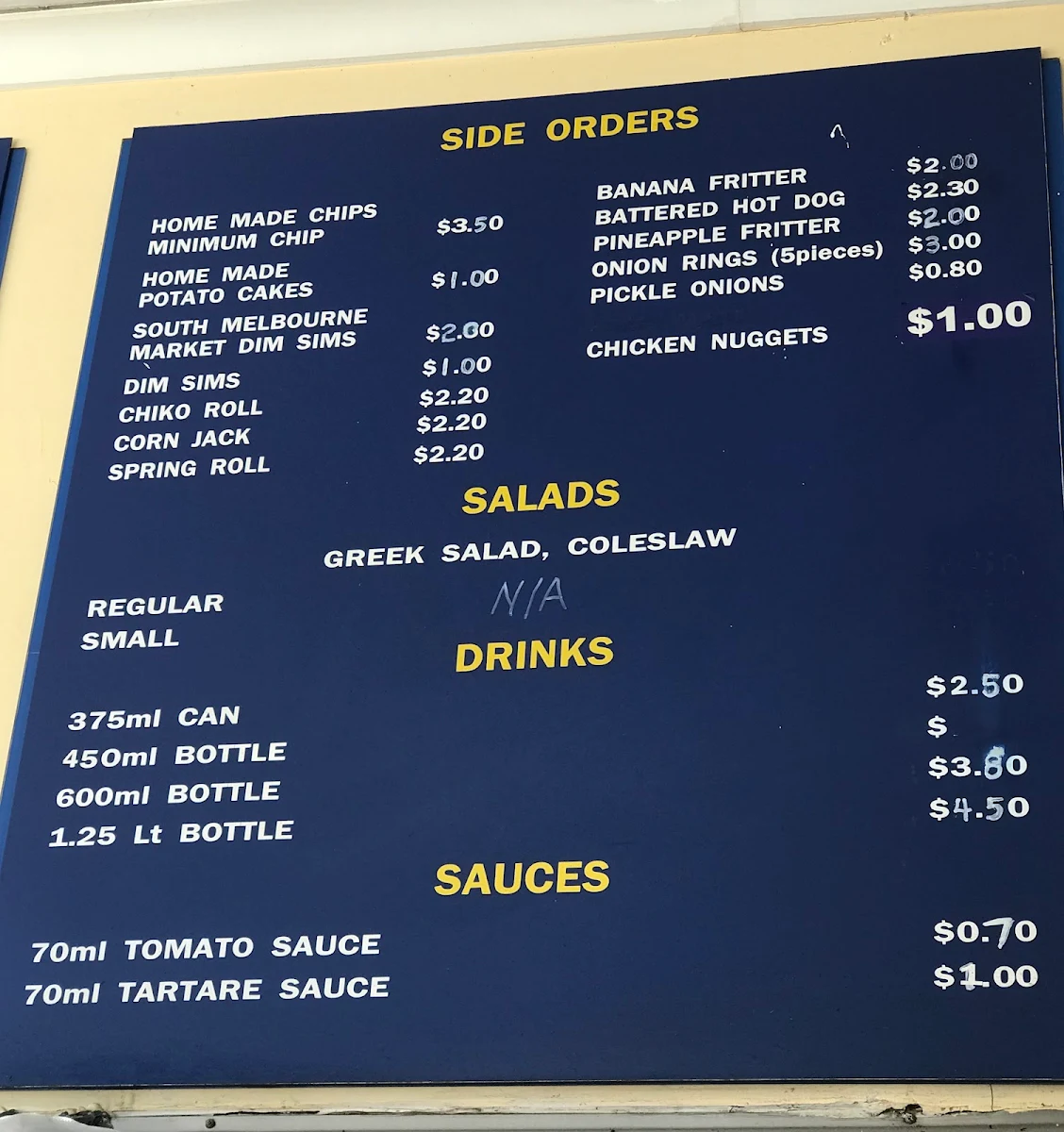 Menu, The Concourse Catch