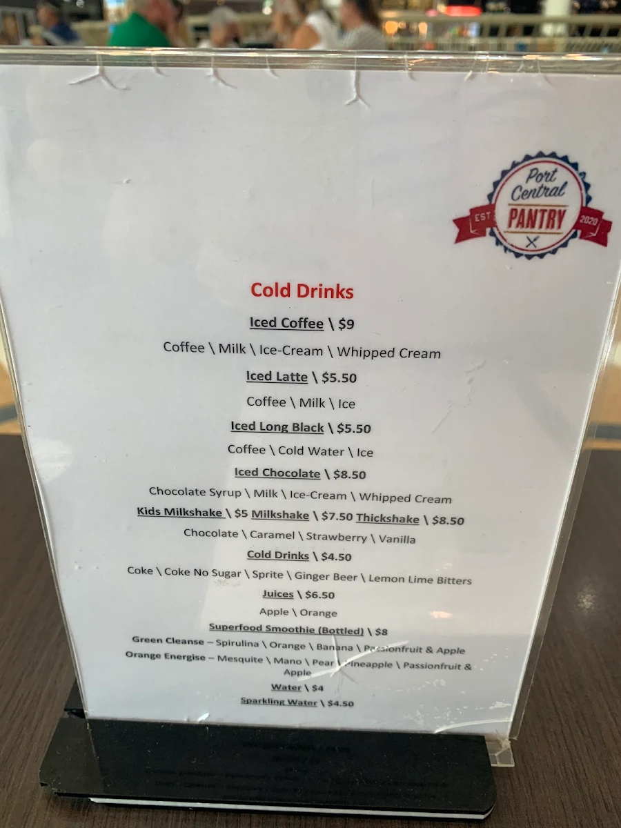 Menu, Port Central Pantry