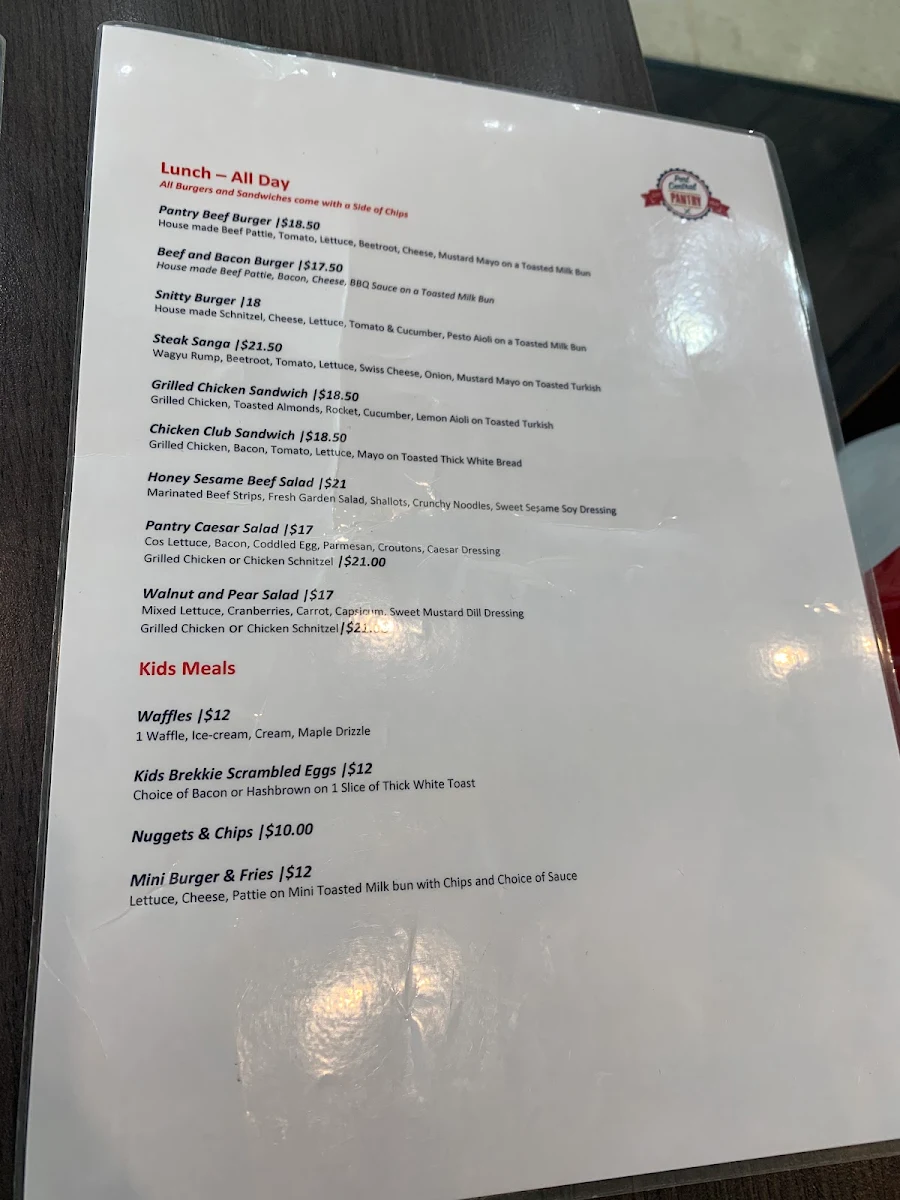 Menu, Port Central Pantry