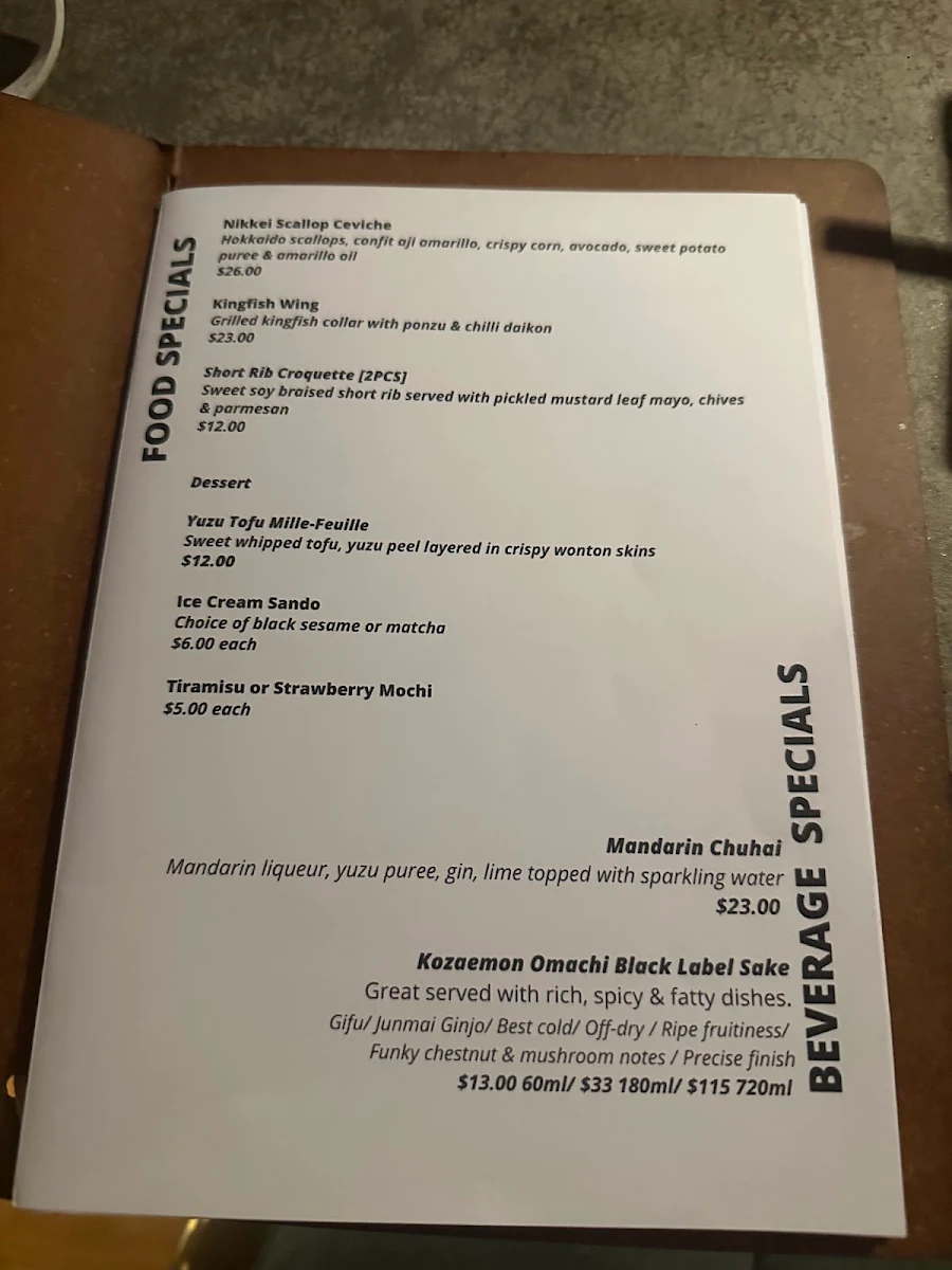 Menu, Bounty of the Sun