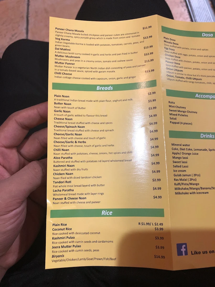 Menu, Punjabi Masala