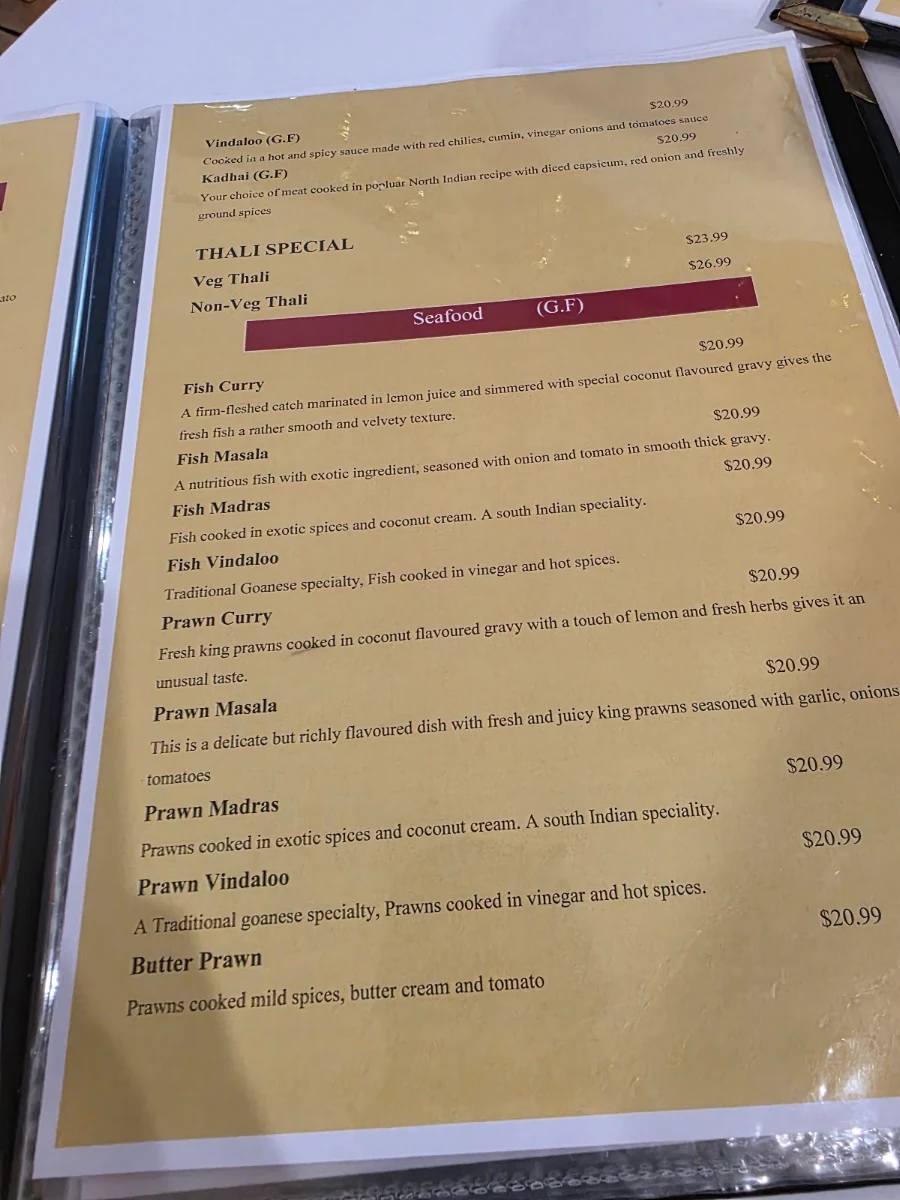 Menu, Punjabi Masala