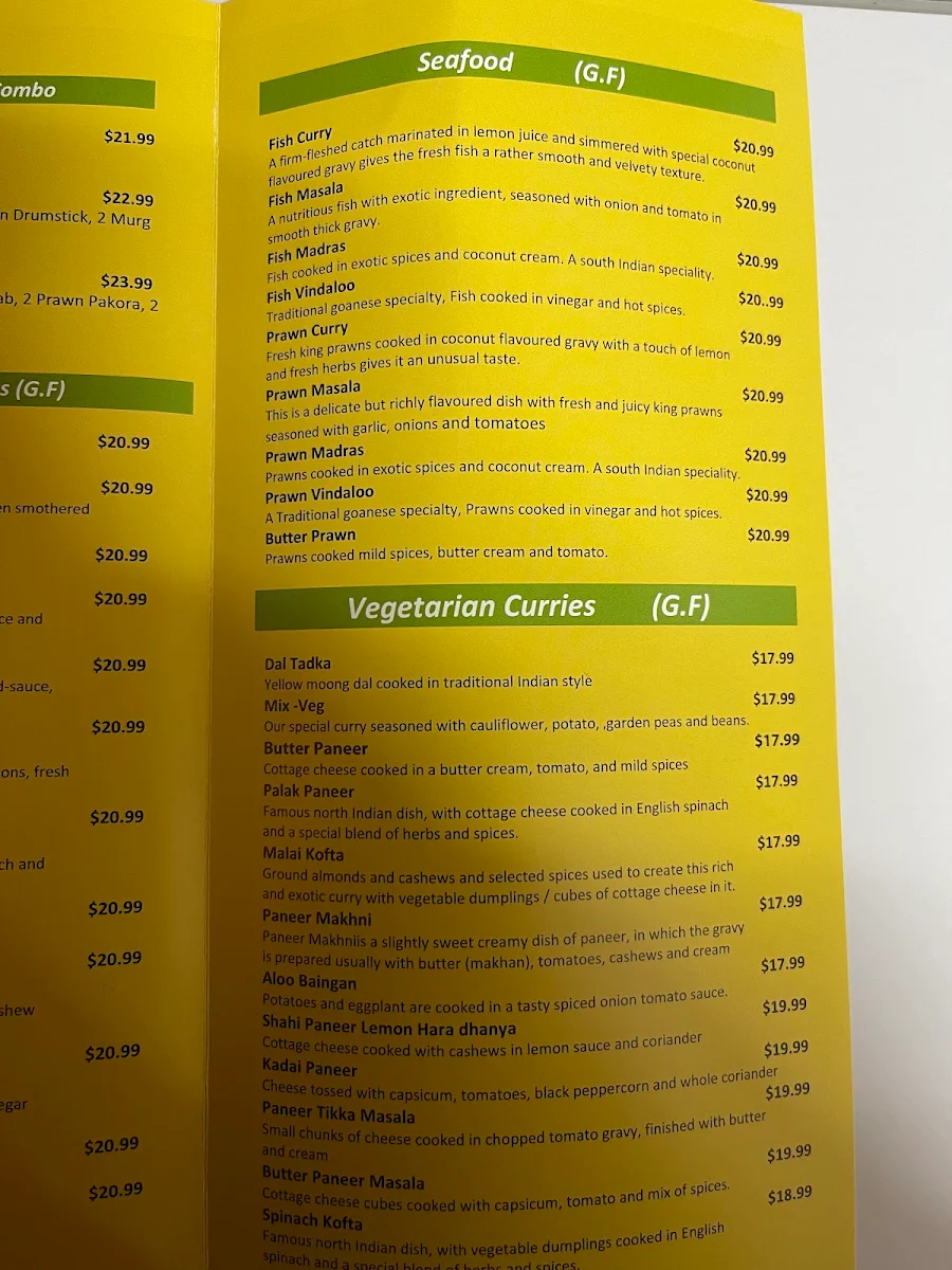 Menu, Punjabi Masala
