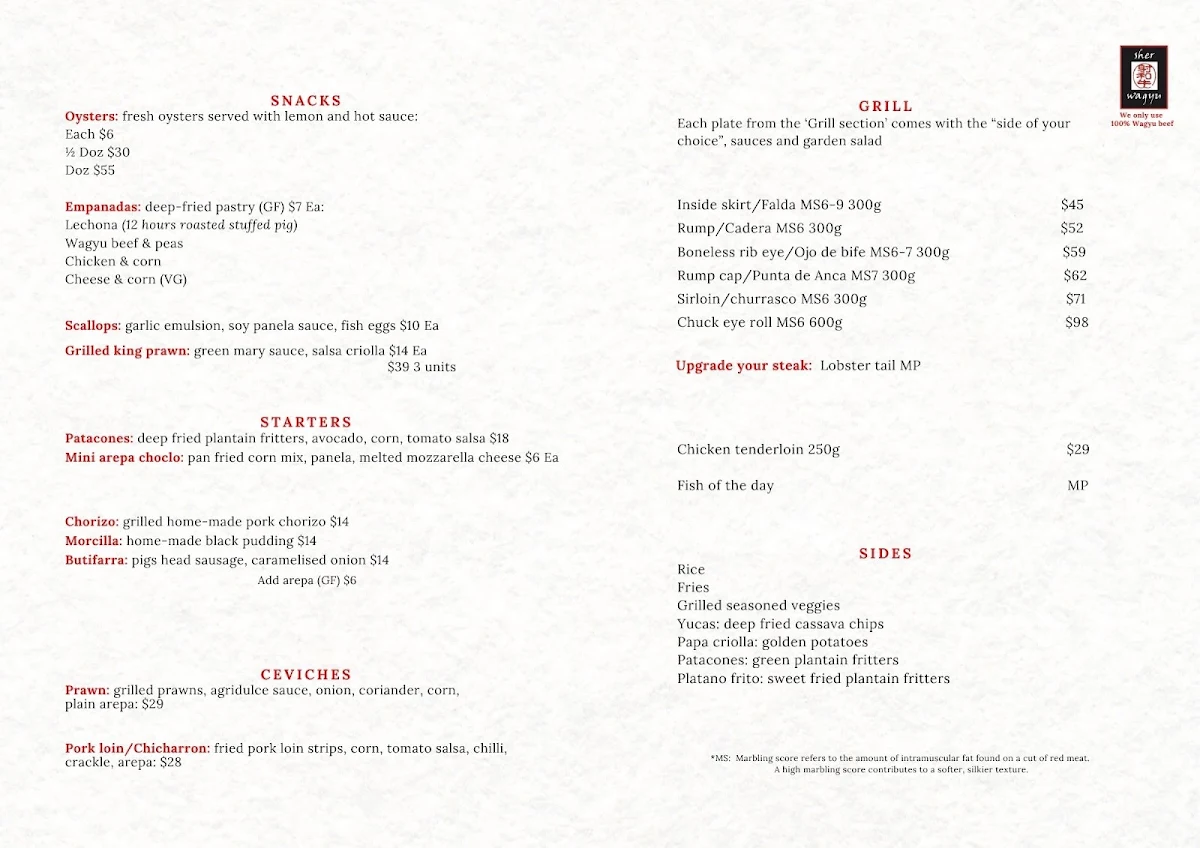 Menu, Berbeo Bar & Grill