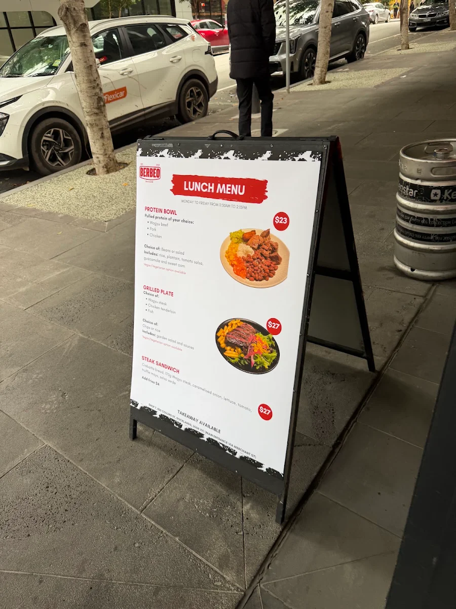 Menu, Berbeo Bar & Grill