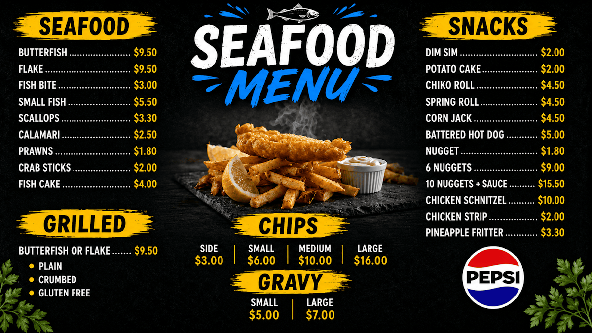 Menu, Walnut Takeaway