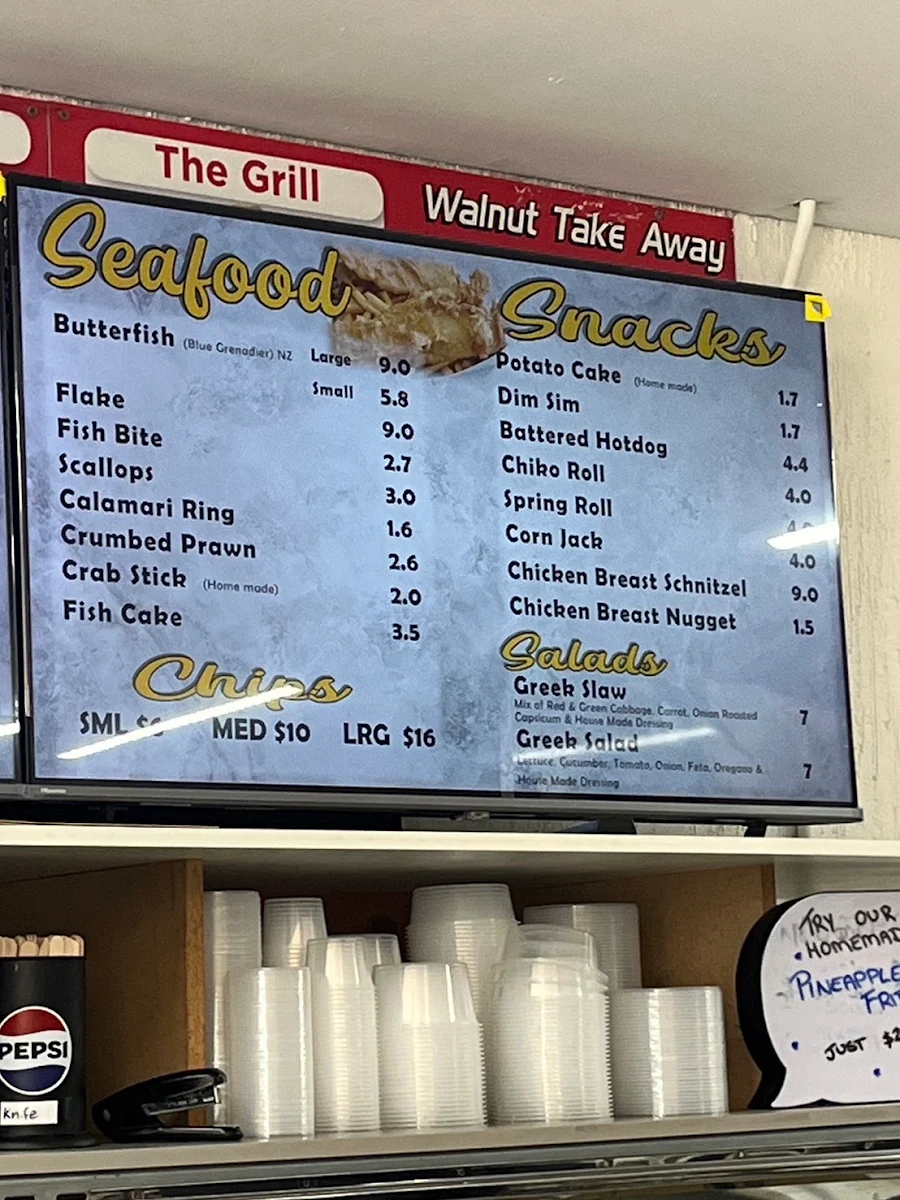 Menu, Walnut Takeaway