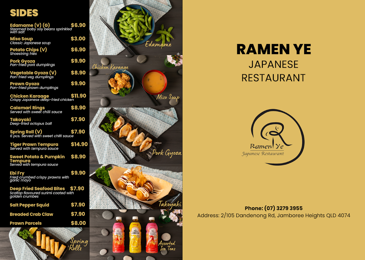 Menu, Ramen Ye Japanese Restaurant