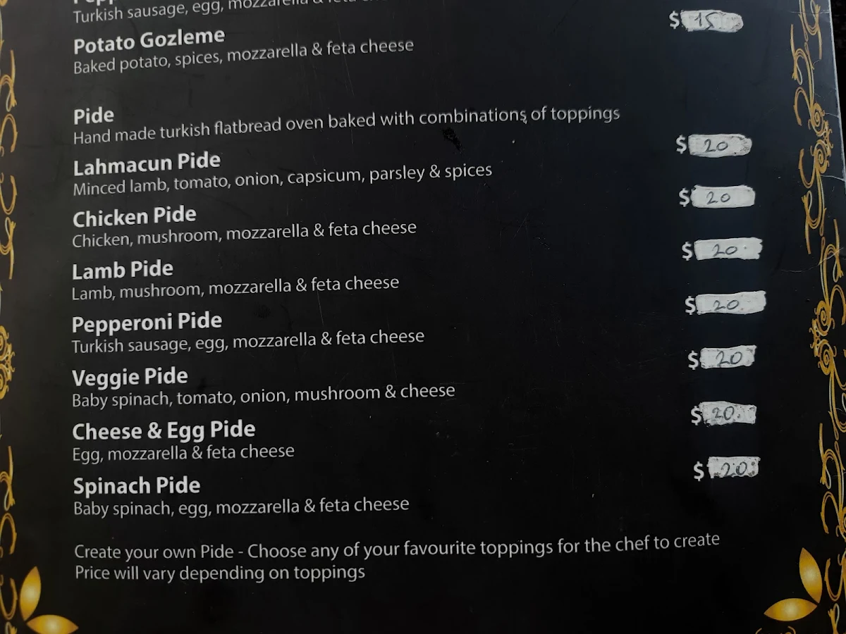 Menu, Charlies Cafe
