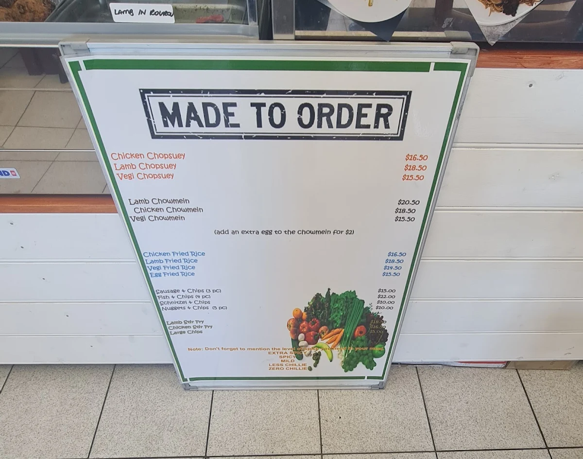 Menu, Fiji Fusion Restaurant takeaways only no dine in