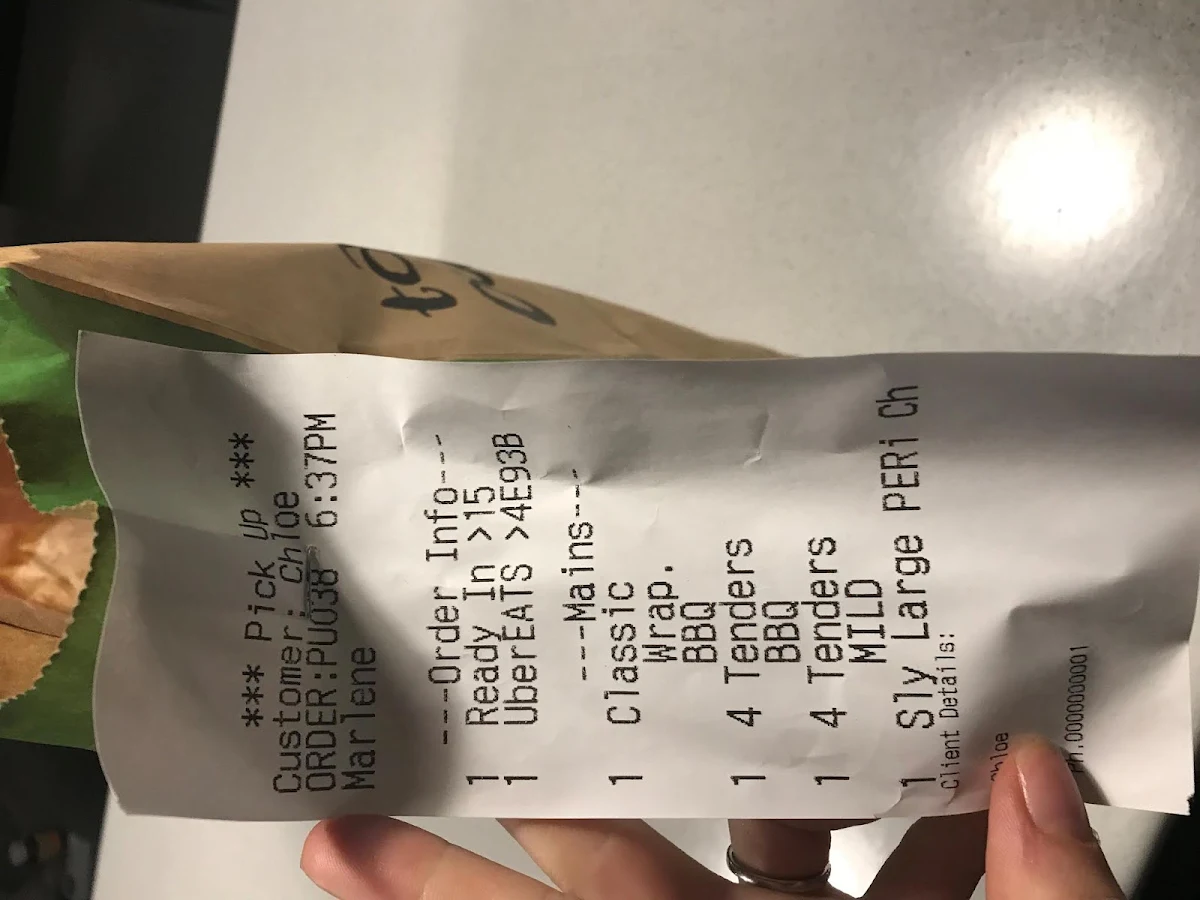 Menu, Nando's Canning Vale