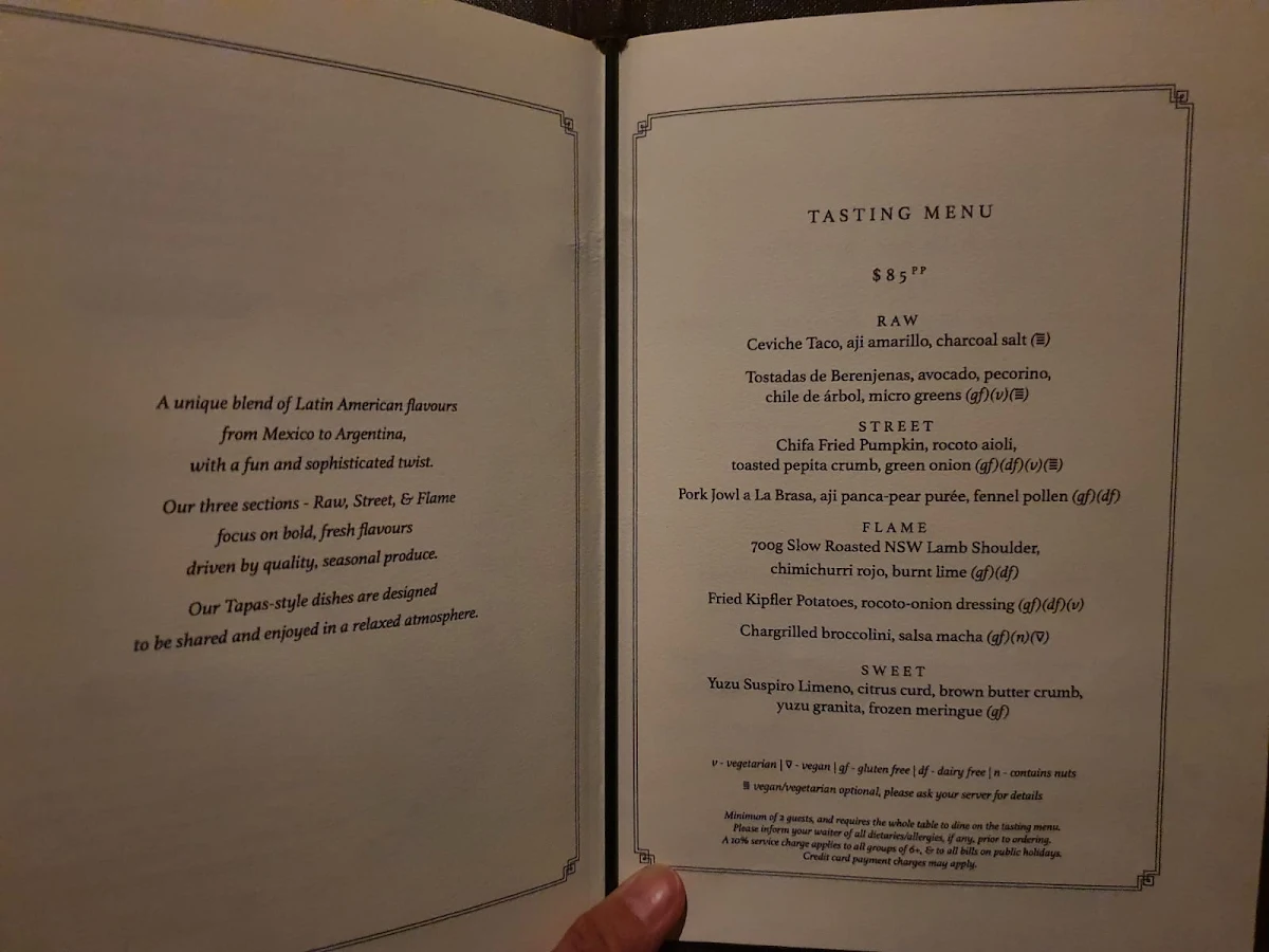 Menu, Tequila Mockingbird