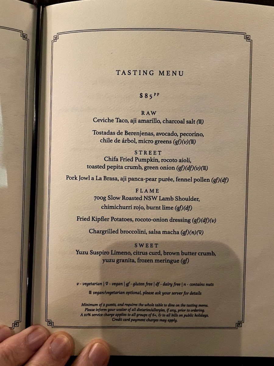 Menu, Tequila Mockingbird