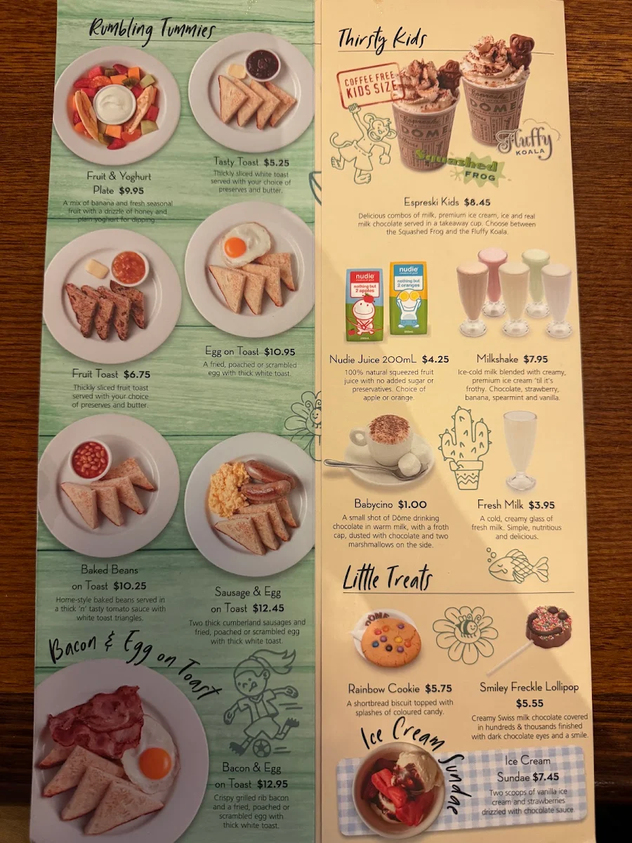 Menu, Dôme Café