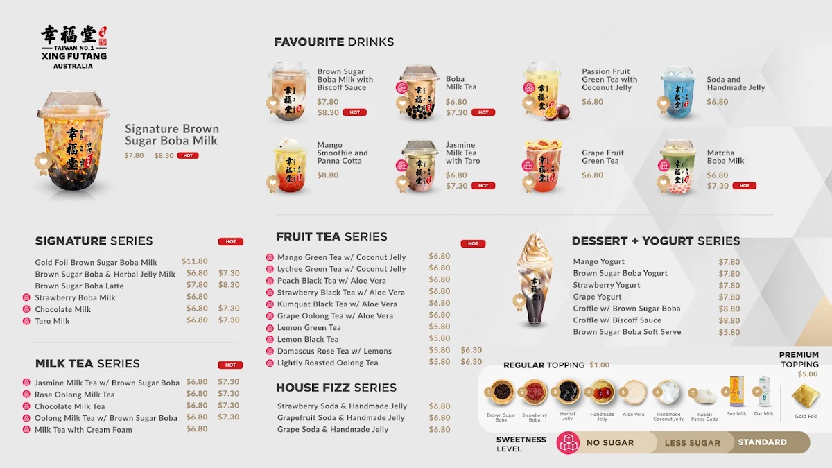 Menu, Xing Fu Tang Adelaide