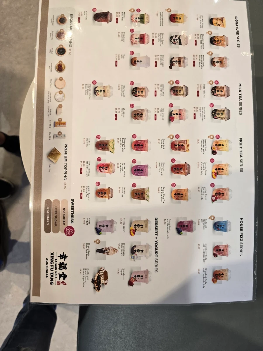 Menu, Xing Fu Tang Adelaide