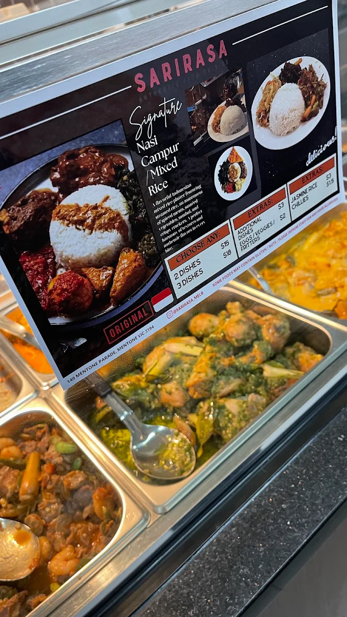 Menu, SARIRASA Indonesian Cuisine