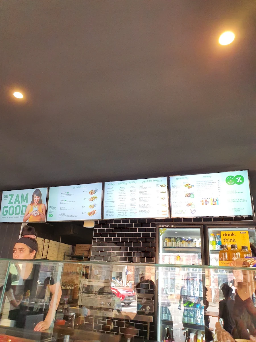 Menu, Zambrero Newtown