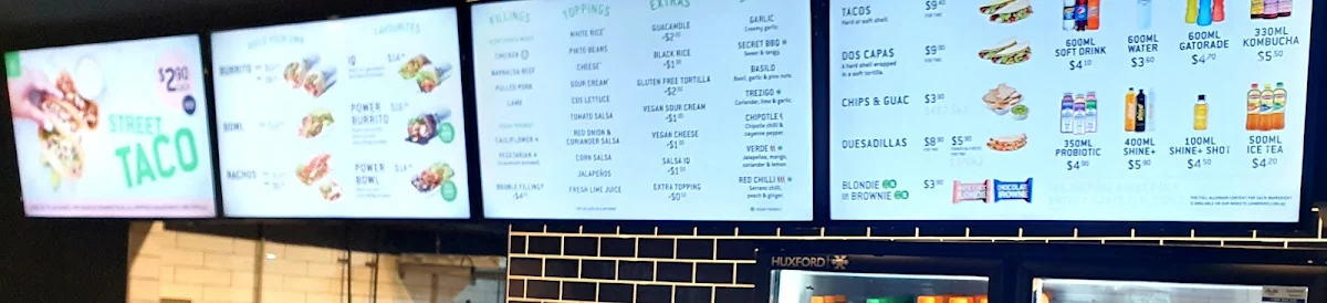 Menu, Zambrero Newtown