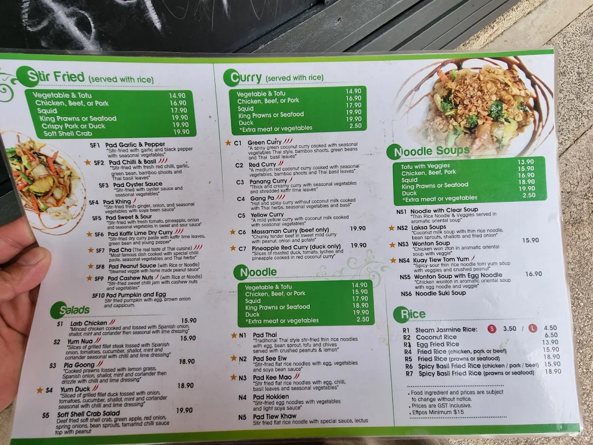 Menu, N Thai Sing