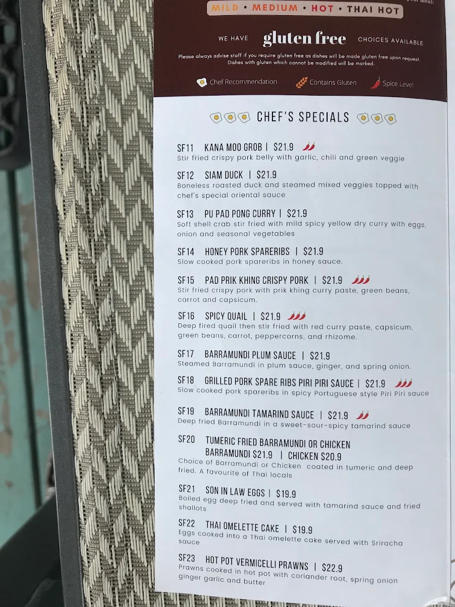 Menu, N Thai Sing