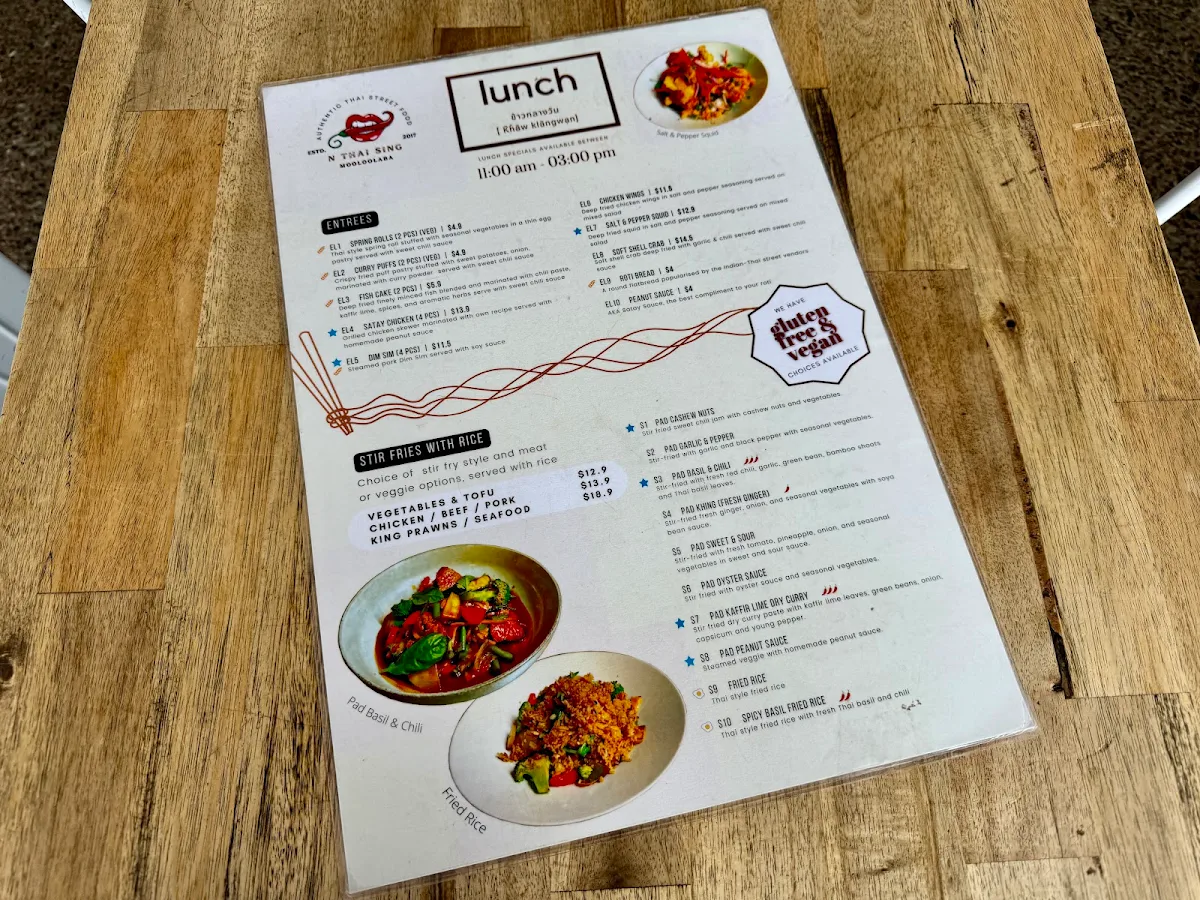 Menu, N Thai Sing