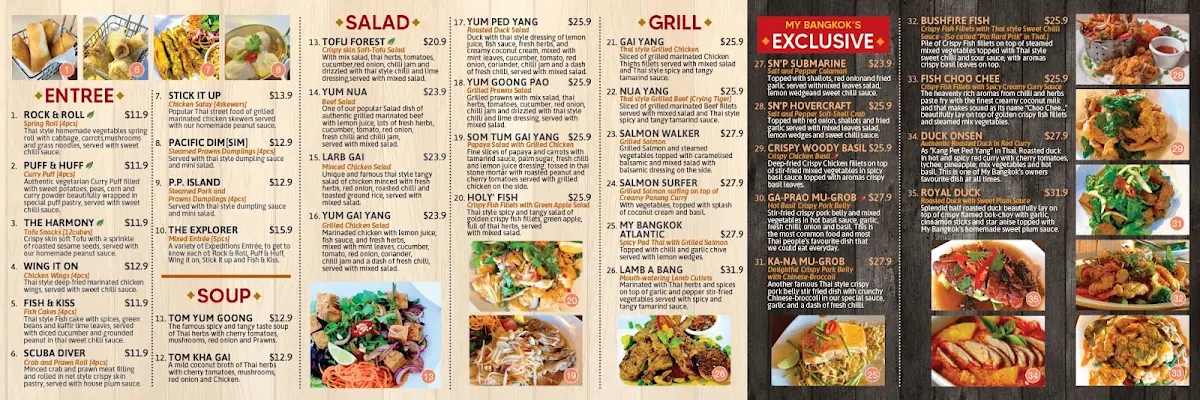 Menu, My Bangkok Restaurant - Kirrawee
