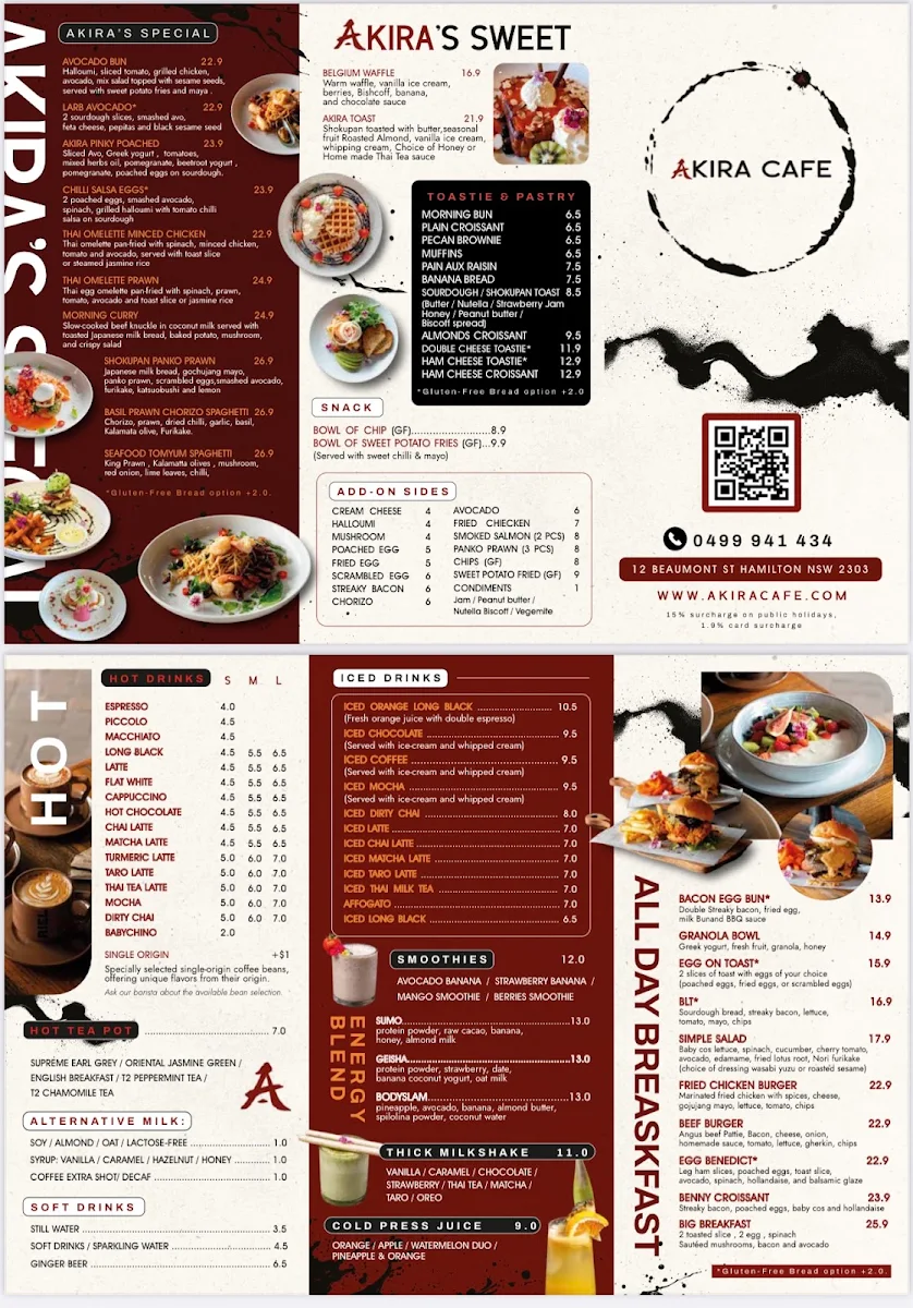 Menu, Akira Cafe