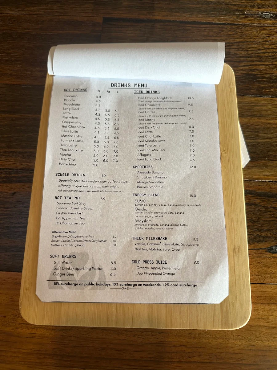 Menu, Akira Cafe
