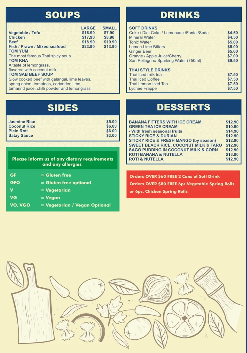 Menu, FARANG FARANG Thai Restaurant