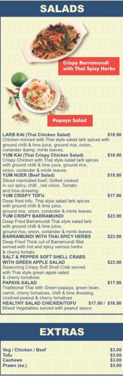 Menu, FARANG FARANG Thai Restaurant