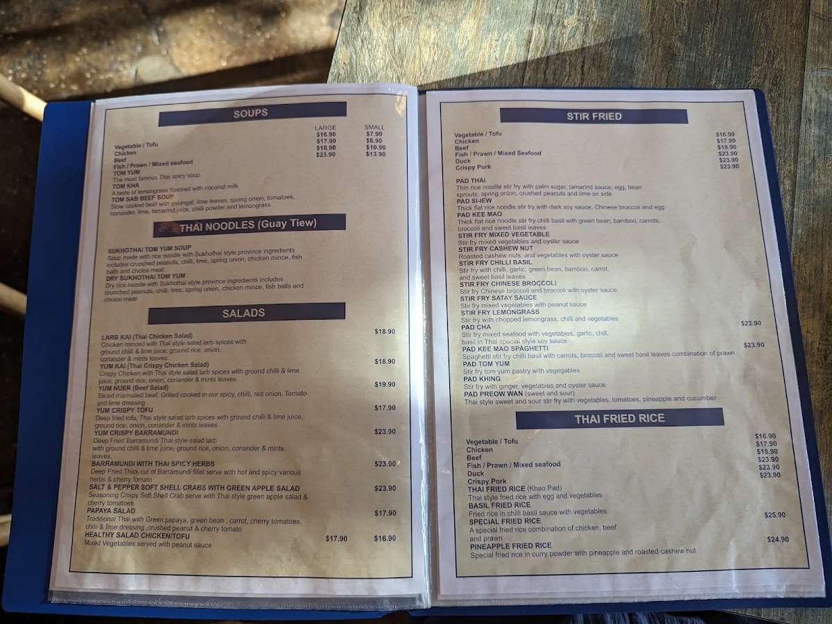 Menu, FARANG FARANG Thai Restaurant