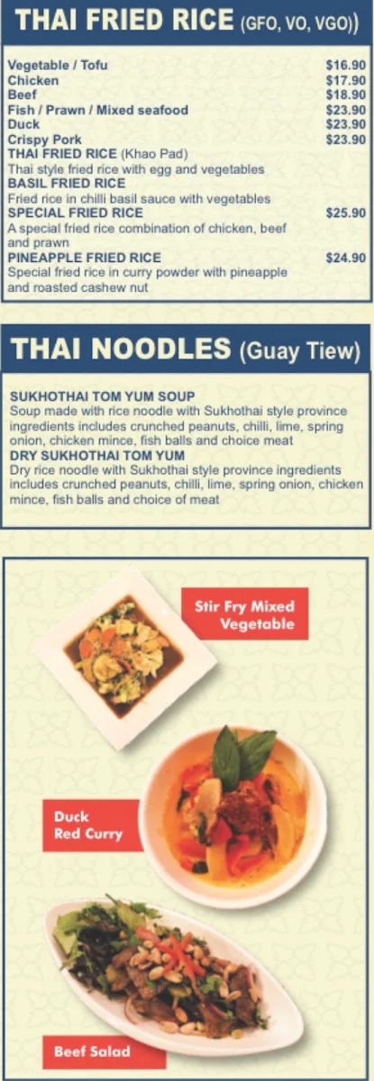 Menu, FARANG FARANG Thai Restaurant