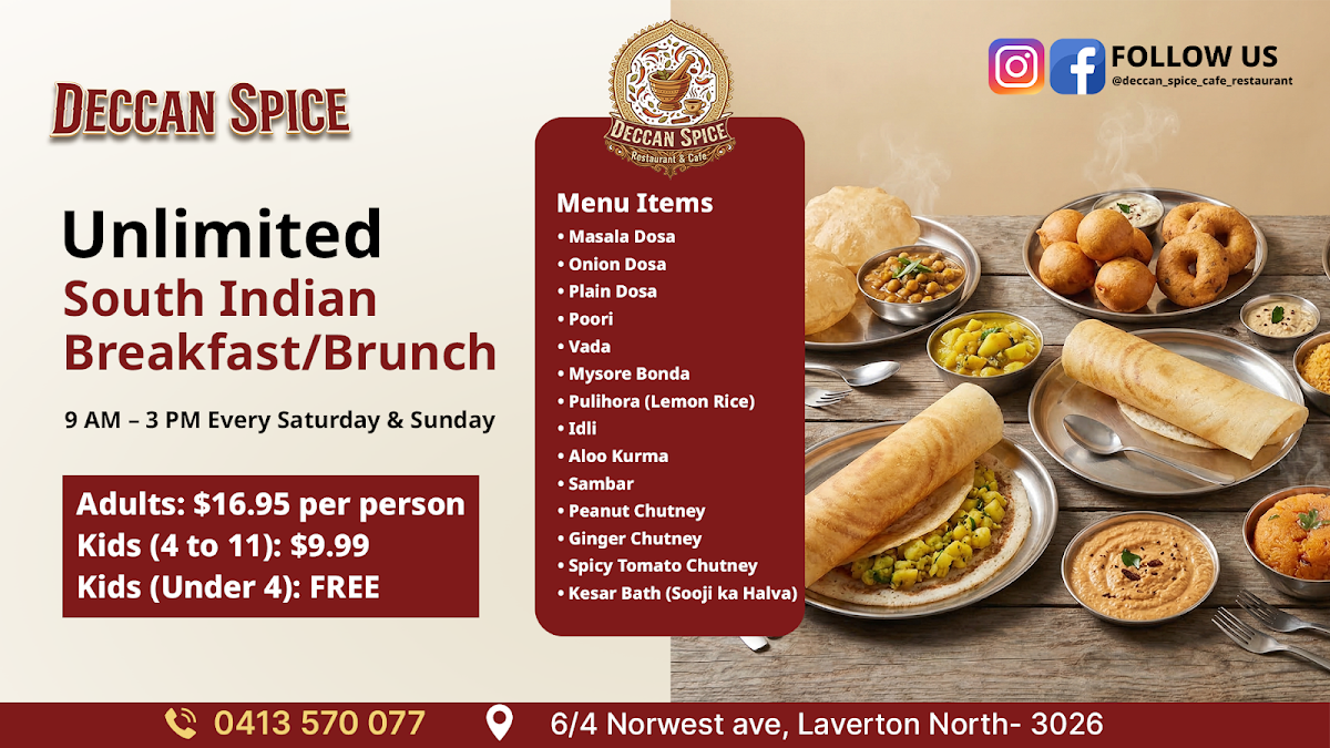 Menu, Deccan Spice Cafe & Restaurant