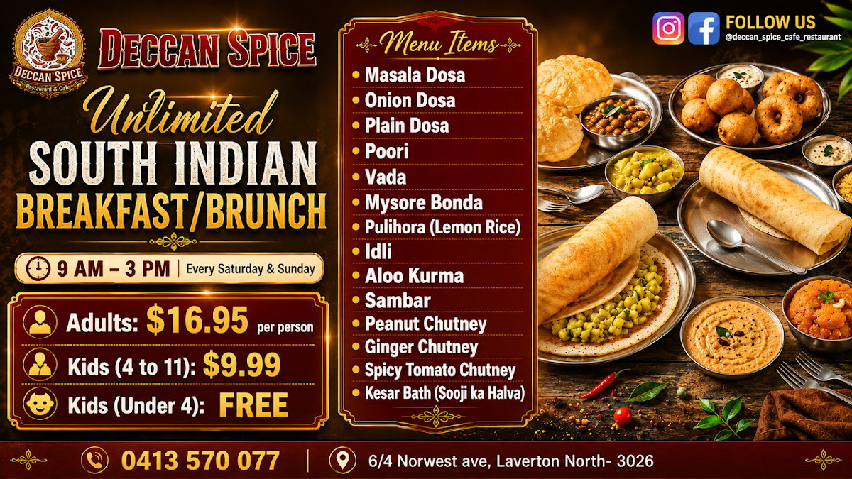 Menu, Deccan Spice Cafe & Restaurant