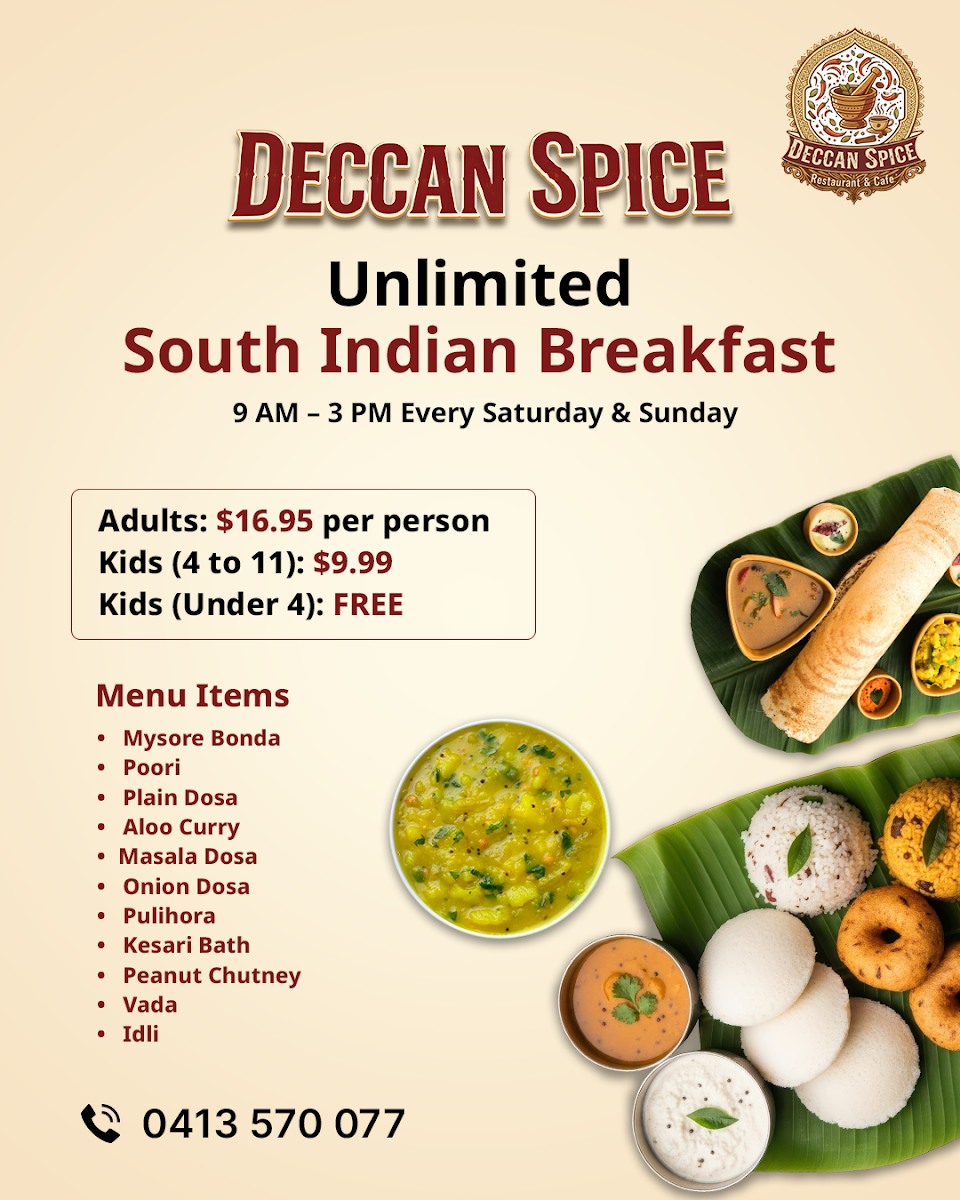 Menu, Deccan Spice Cafe & Restaurant