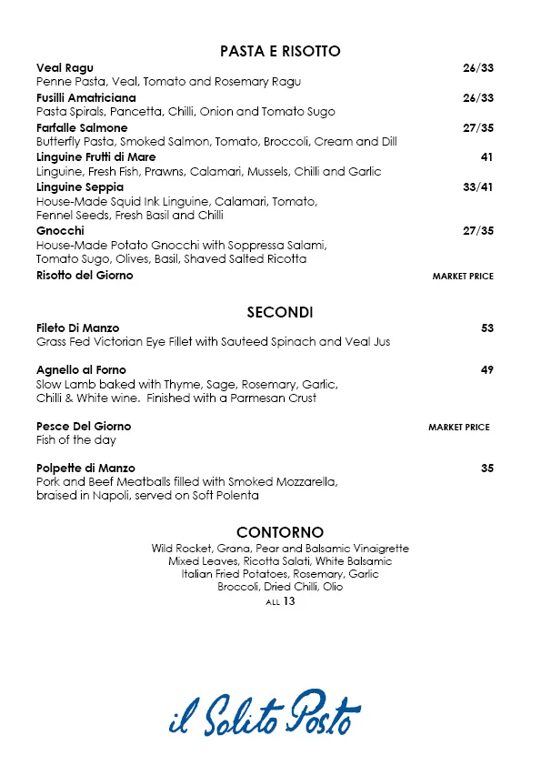 Menu, Il Solito Posto